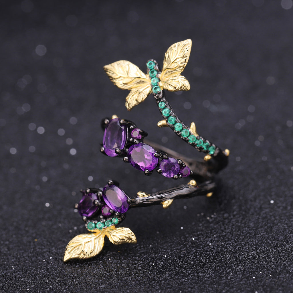 Close-up of the Natural Gemstone setting on this ring