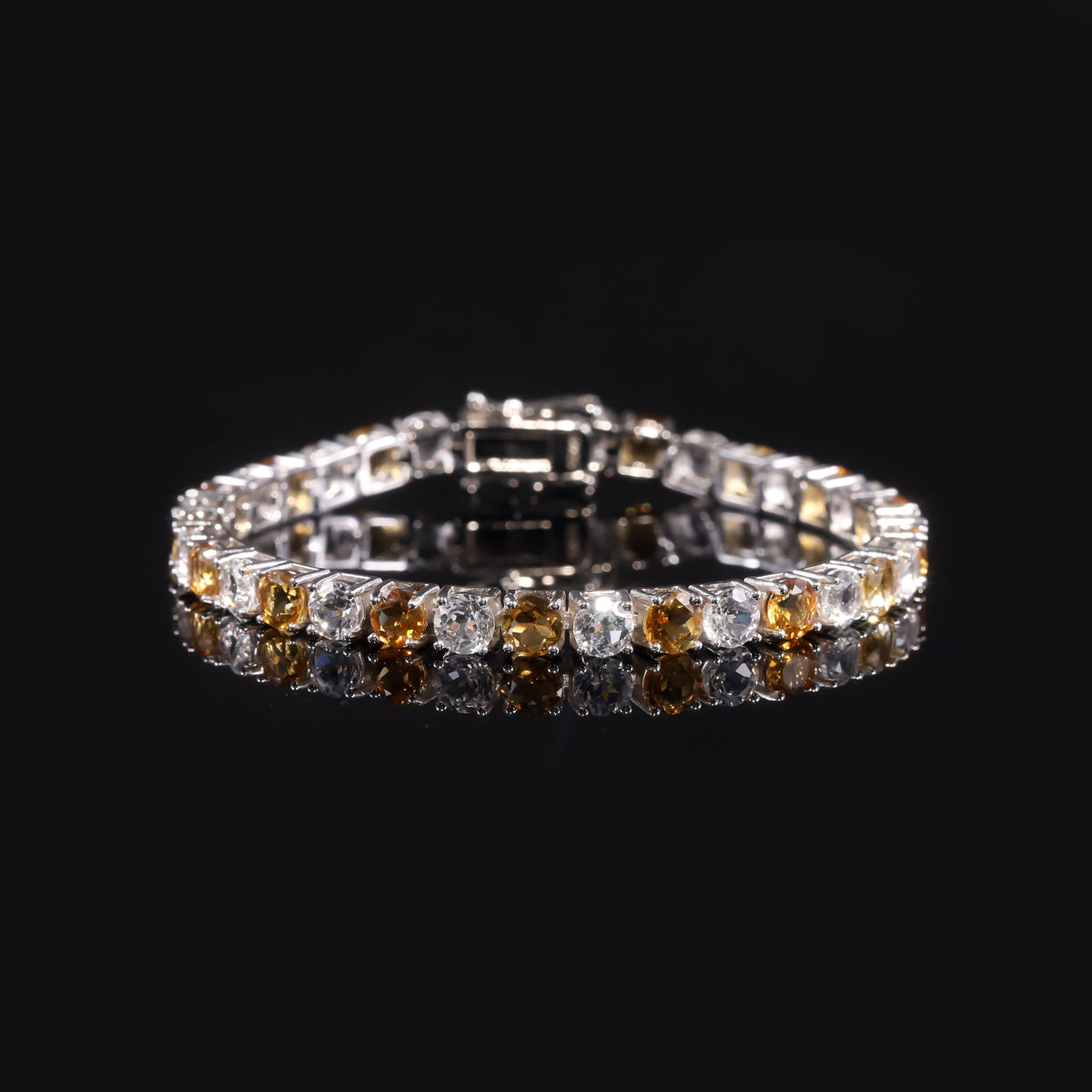 White Topaz 3/4/5/6mm Tennis Bracelet 925 Sterling Silver (side profile view)