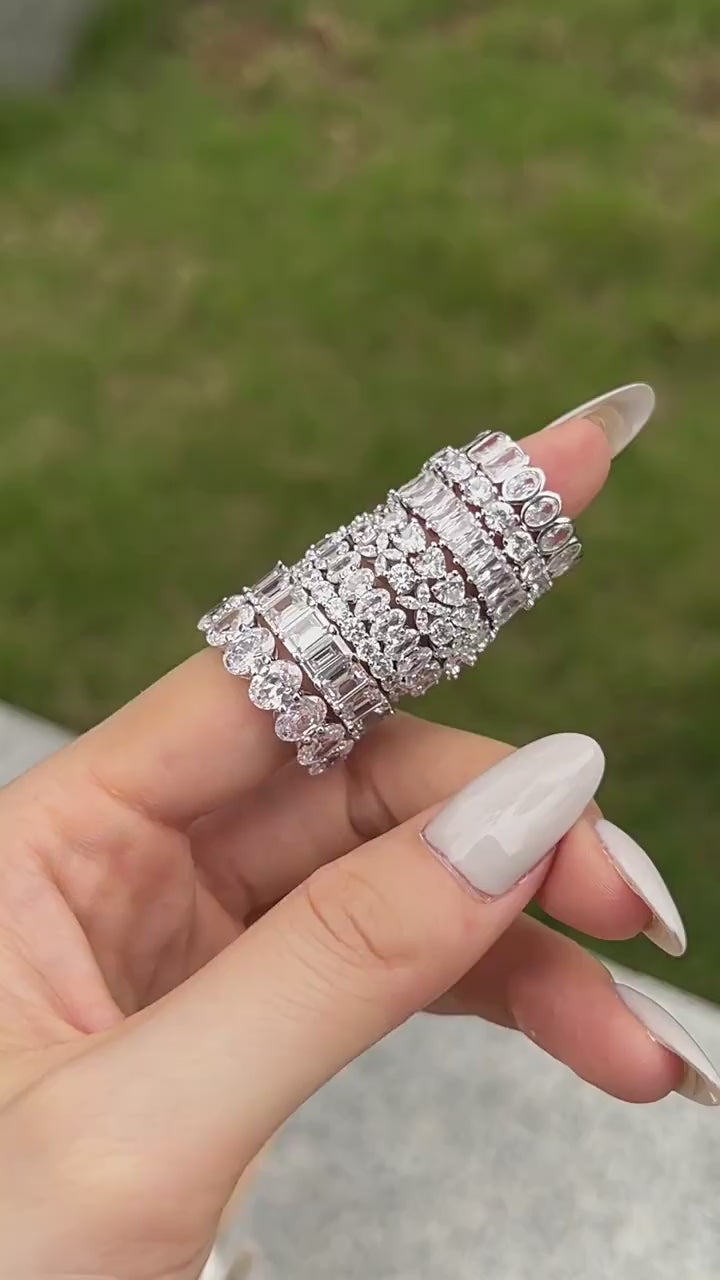 925 Sterling Silver Finger Rings with different shapes stones