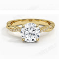 1ct Moissanite Ring 9K/10K/14K/18K Gold Twisted Setting Wedding Ring - Round Moissanite Front View