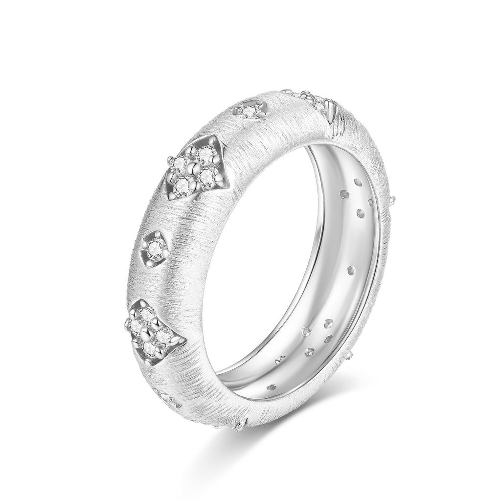 1.5mm Round Moissanite & Zircon Vintage Ring 925 Sterling Silver Gold & White Gold Tone - Side View